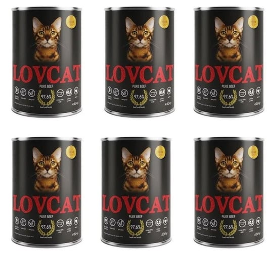 LOVCAT PURE BEEF Karma mokra dla kota Bogata w Wołowinę 6 x 400g ZESTAW Inny producent