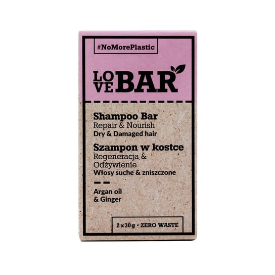 Love Bar Shampoo Bar Szampon w kostce do włosów suchych i zniszczonych Olej Arganowy & Imbir 2x30g Love Bar
