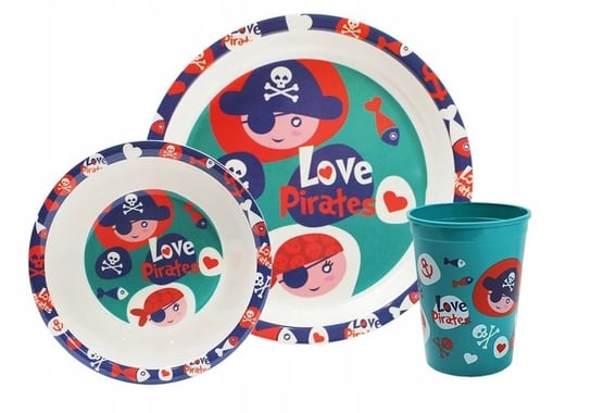 Love Pirates, Zestaw naczyń: talerz, miska, kubek Kids Euroswan