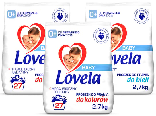 Lovela Baby zestaw - 2 x Proszek do prania koloru 2,7 kg + Proszek do prania bieli 2,7 kg - 81 prań Reckitt Benckiser