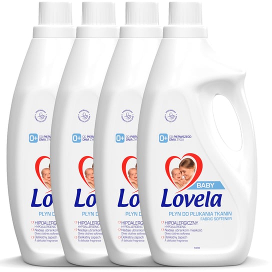 Lovela Baby, Zestaw Płyn do płukania dla dzieci i niemowląt, hypoalergiczny, 4 x 2 litry LOVELA