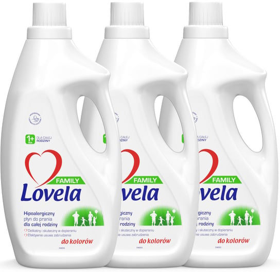 Lovela Family, Kolorowy płyn do prania, 3x1,85 litrów, 84 prania LOVELA