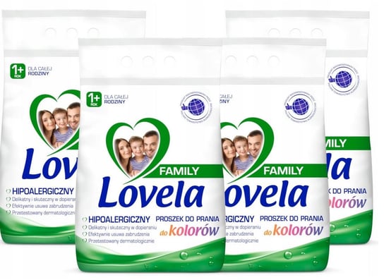 Lovela Family, Kolorowy proszek do prania, zestaw 4x2,1 kg, 112 prań LOVELA