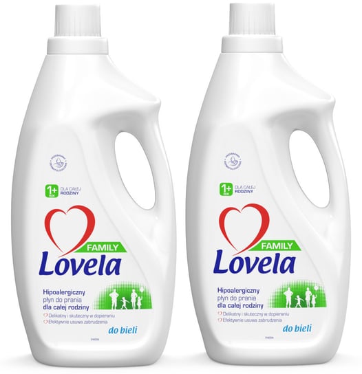 Lovela Family, Zestaw Płyn Do Prania Białe Hipoalergiczny 2 x 1,85L (56 Prań) LOVELA