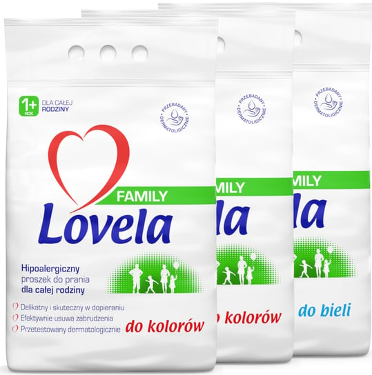 Lovela Family, Zestaw Proszek Prania Kolor Biel 6,3Kg 84 Prania LOVELA