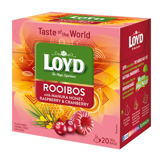 LOYD Rooibos z miodem Manuka, malinami i żurawiną 20  torebek Loyd Tea
