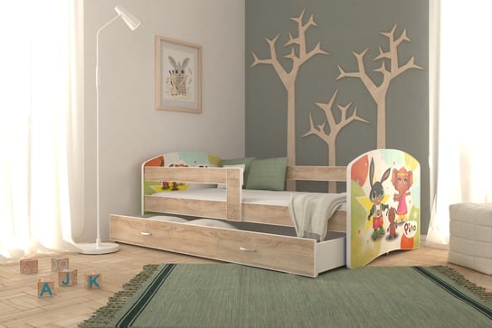 Łóżko 160x80 szuflada + materac + grafika LUKI SpokojneSny