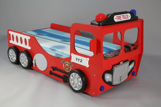 Łóżko Auto Dziecięce Straż Pożarna 190X90Cm Pojedyncze Czerwone BIM Furniture