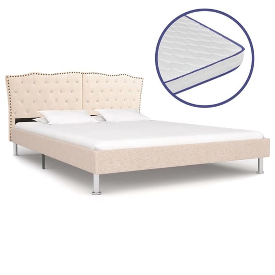 Łóżko beżowe, tapicerowane, z materacem, 180x200 vidaXL