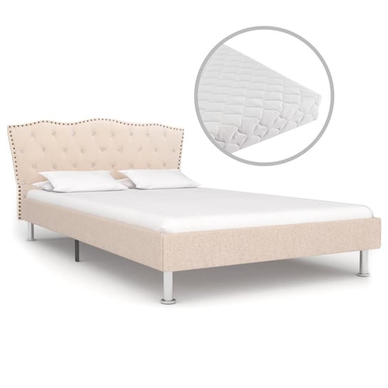Łóżko beżowe, z materacem, 120x200 vidaXL
