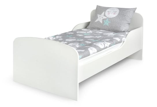 Łóżko białe, drewniane dla dzieci, z materacem, 140x70 cm Krakpol