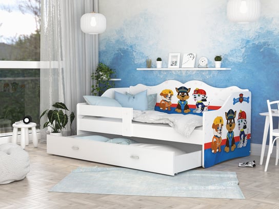 Łóżko białe, Neli, dziecięce, ze stelażem, z materacem, z szufladą, 160x80 SpokojneSny