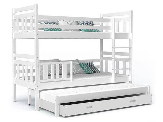 Łóżko Białe, piętrowe, Nemo, 3 osobowe, 86x191 cm SpokojneSny