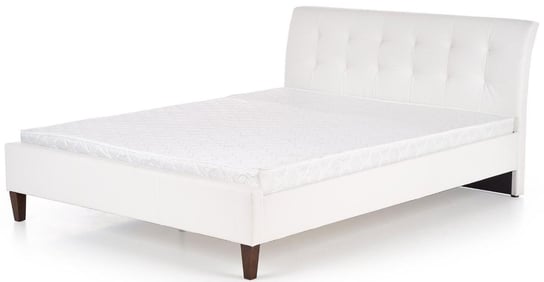 Łóżko białe, pikowane, 96x163x216 Elior
