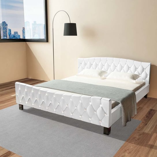 Łóżko białe, podwójne, z materacem, 180x200 vidaXL