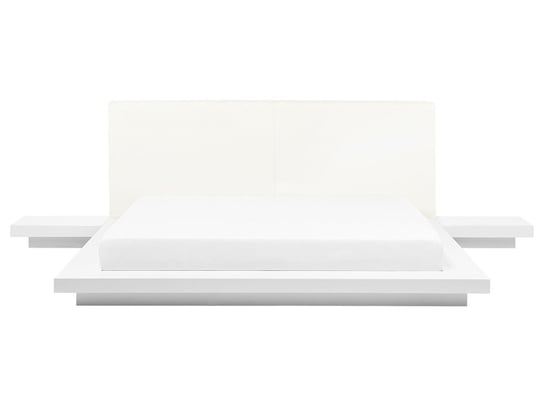 Łóżko białe, podwójne, ze stelażem, 160x200 Beliani
