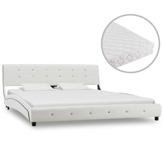 Łóżko białe, VidaXL, z materacem, 160x200 cm vidaXL