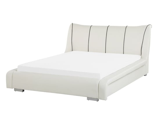 Łóżko białe, wodne, skórzane, 140x200 Beliani