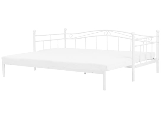 Łóżko białe, wysuwane metalowe, 80x200 Beliani