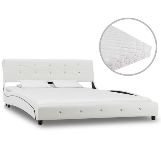 Łóżko białe, z materacem, 140x200 vidaXL