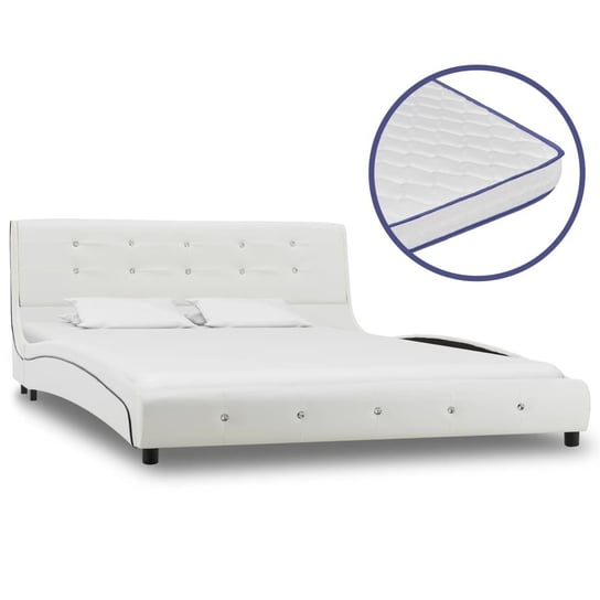 Łóżko białe, z materacem, 140x200 vidaXL