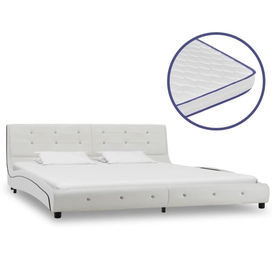 Łóżko białe, z materacem, 180x200 vidaXL