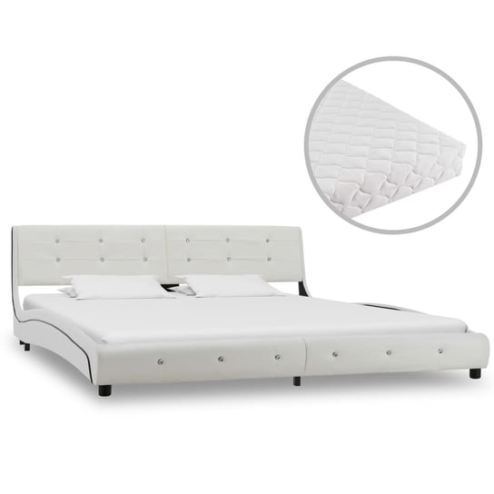 Łóżko białe, z materacem, 180x200 vidaXL