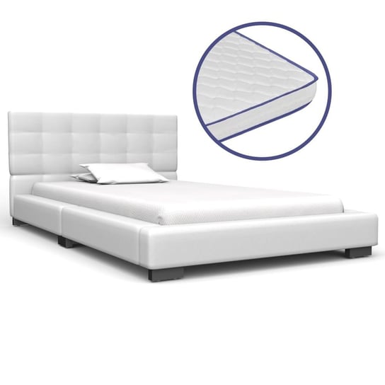 Łóżko białe, z materacem, 90x200 vidaXL