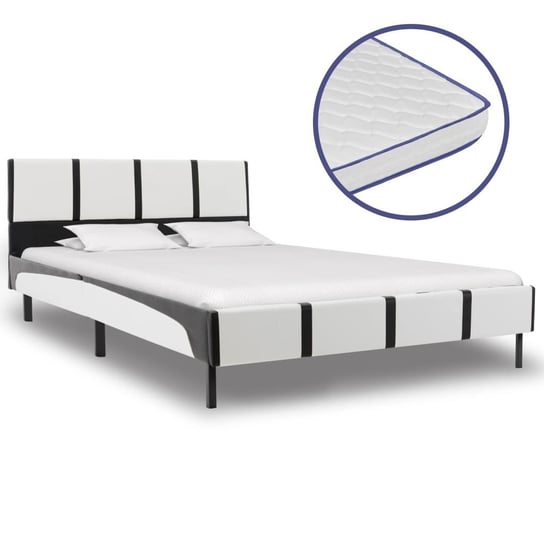 Łóżko biało-czarne, z materacem, 140x200 vidaXL