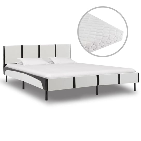Łóżko biało-czarne, z materacem, 140x200 vidaXL