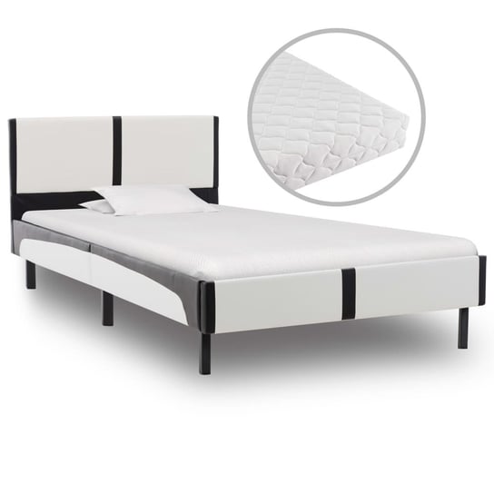 Łóżko biało-czarne, z materacem, 90x200 vidaXL