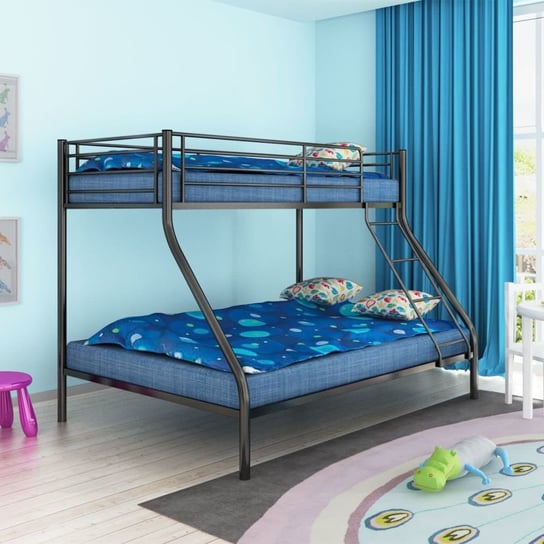 Łóżko czarne, metalowe piętrowe dla dzieci, 210x97,5 cm vidaXL