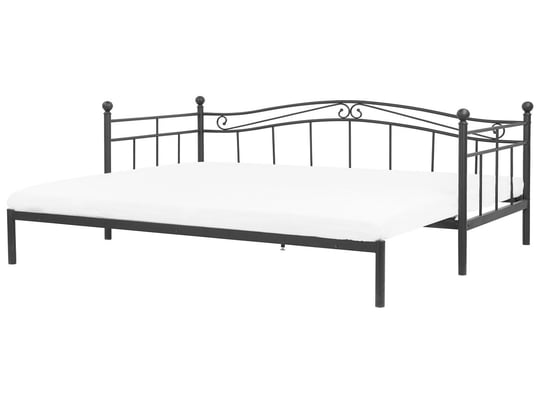 Łóżko czarne, wysuwane metalowe, 80x200 Beliani
