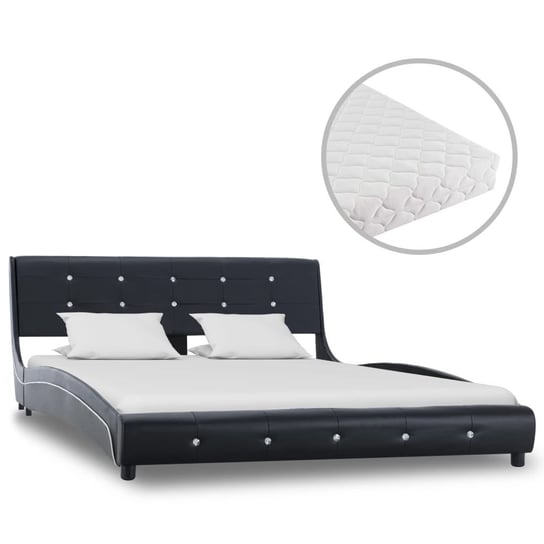 Łóżko czarne, z materacem, 140x200 vidaXL