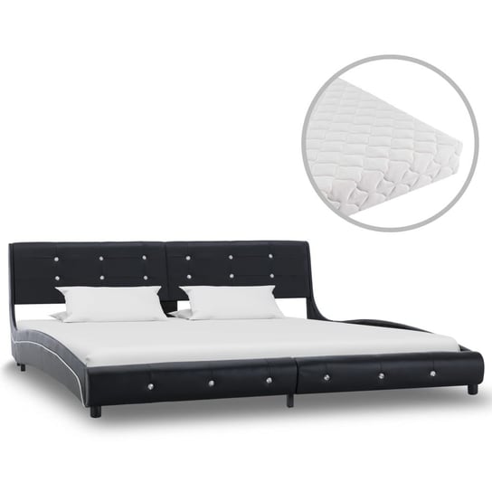 Łóżko czarne, z materacem, 180x200 vidaXL