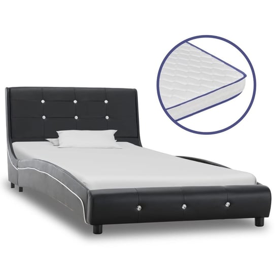 Łóżko czarne, z materacem, 90x200 vidaXL