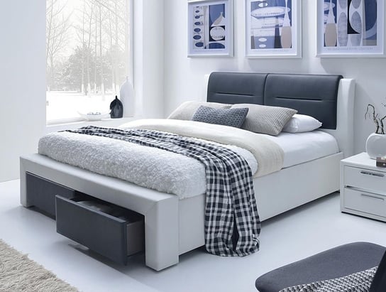 Łóżko czarno-białe, Elior Celine, 99x152x225 cm Elior