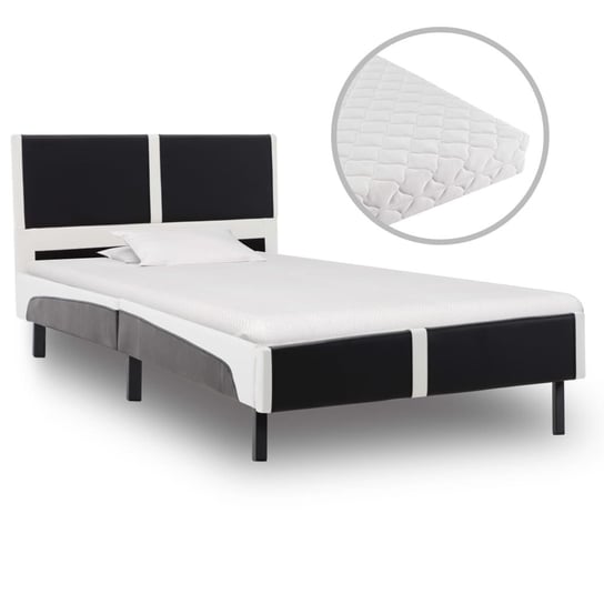 Łóżko czarno-białe, z materacem, 90x200 vidaXL