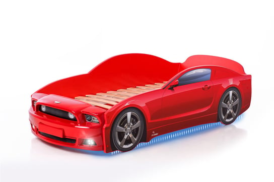 Łóżko czerwone, samochód, z materacem, 51x74x184,5 Mebelev