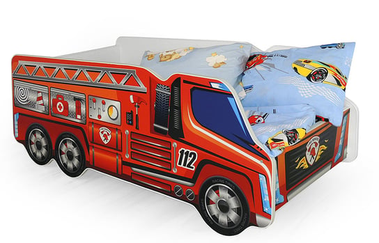 Łóżko Defires, wóz strażacki, z materacem, 58x74x148 Elior