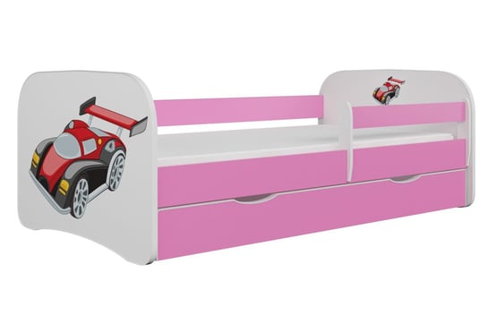 Łóżko dla dziecka, barierka, babydreams, auto wyścigowe, różowe Kocot Kids
