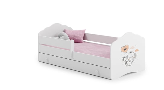 Łóżko dla dziecka, FALA, barierką, z szufladą, z materacem, 160x80 cm Kobi