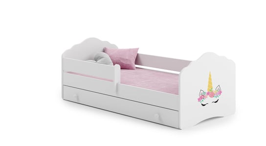 Łóżko dla dziecka, FALA, z barierką, z szufladą, z materacem, 140x70 cm Kobi