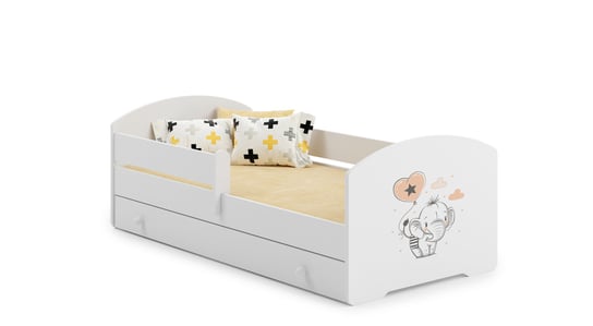Łóżko dla dziecka, LUK, barierką, z szufladą, z materacem, 160x80 cm Kobi