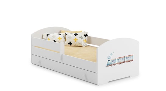 Łóżko dla dziecka, LUK, z barierką, z szufladą, z materacem, 140x70 cm Kobi
