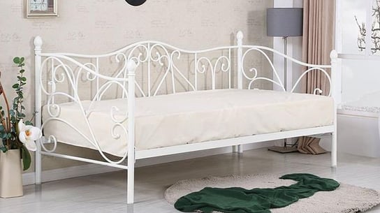 Łóżko do sypialni białe, Dolie, pojedyncze, 89x99x210 Elior