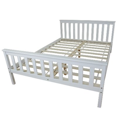 Łóżko do sypialni białe, drewniane, Home Style, podwójne, 140x200 cm HomeStyle4u