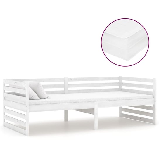 Łóżko do sypialni białe, drewno sosnowe, VidaXL, dzienne, z materacem, 90x200 cm vidaXL