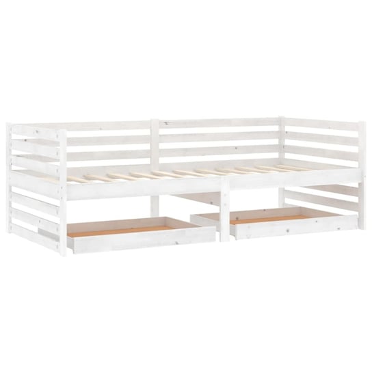 Łóżko do sypialni białe, drewno sosnowe, VidaXL, dzienne, z szufladami, 90x200 cm vidaXL