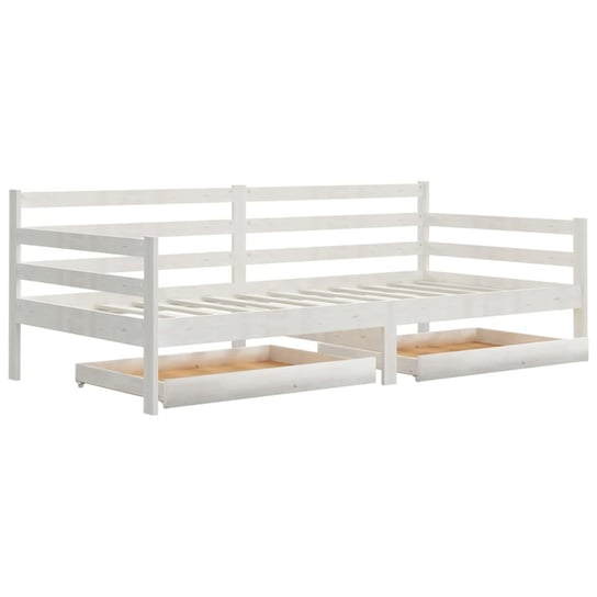 Łóżko do sypialni białe, drewno sosnowe, VidaXL, dzienne, z szufladami, 90x200 cm vidaXL
